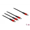 Cable de carga USB DeLOCK 3 en 1 USB Type-C a Lightning Micro USB USB Type-C 1 m negro rojo