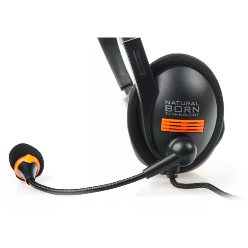 Auriculares con micrófono NATEC Drone con cable, diadema, llamadas/música, negro, naranja