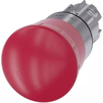 Siemens Interruptor de parada de emergencia, pulsador de seta anillo frontal metálico, rojo brillante desenclavamiento por giro SIRIUS ACT 3SU1050-1HB20-0AA0 1 (3SU1050-1HB20-0AA0)