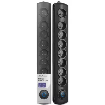 Protector de sobretensión Qoltec 50113 negro 8 salidas AC 230 V 1,8 m