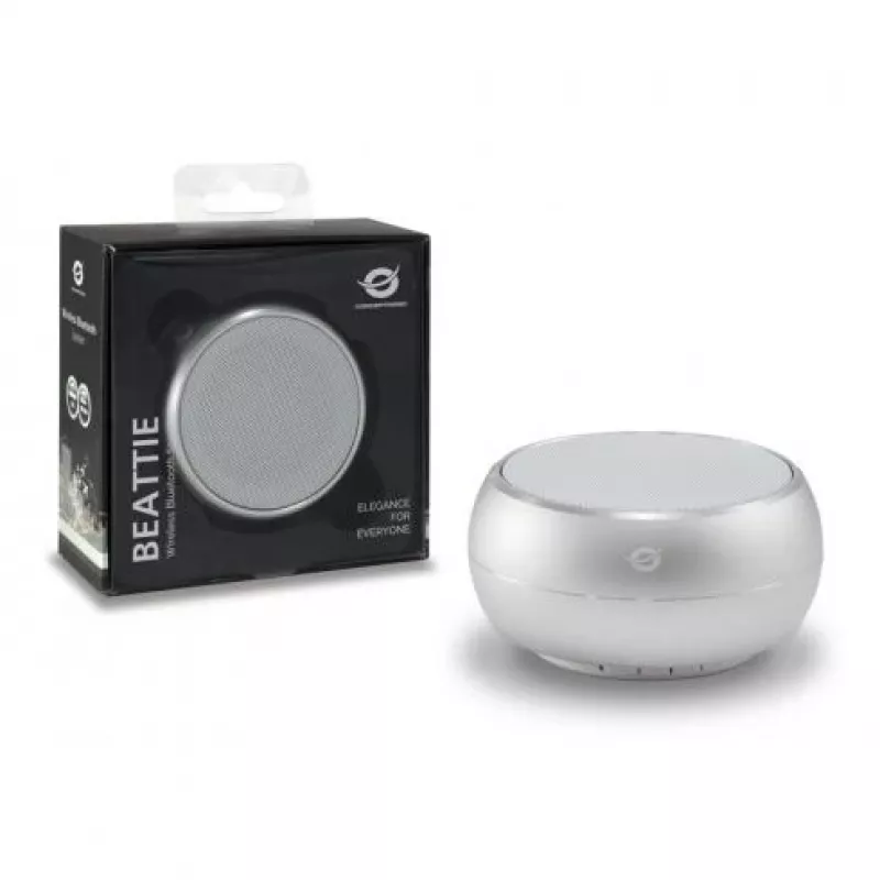 Conceptronic BEATTIE 01S altavoz Bluetooth inalámbrico, 3 W, Bluetooth 3.0+HS, micrófono integrado, microSD, Micro-USB, plateado
