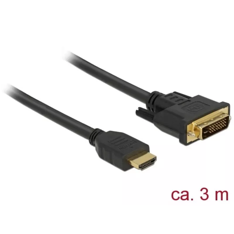 Adaptador de cable de vídeo DeLOCK 85655 3 m HDMI Type-A DVI negro