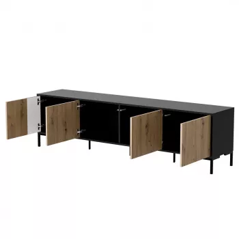 Mueble RTV Cama MERCI 200 x 40 x 54 cm negro/roble artisan