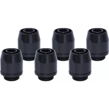 Alphacool HF racor roscado TPV Metal - 12,7/7,6mm recto - negro - kit de 6 (17454)