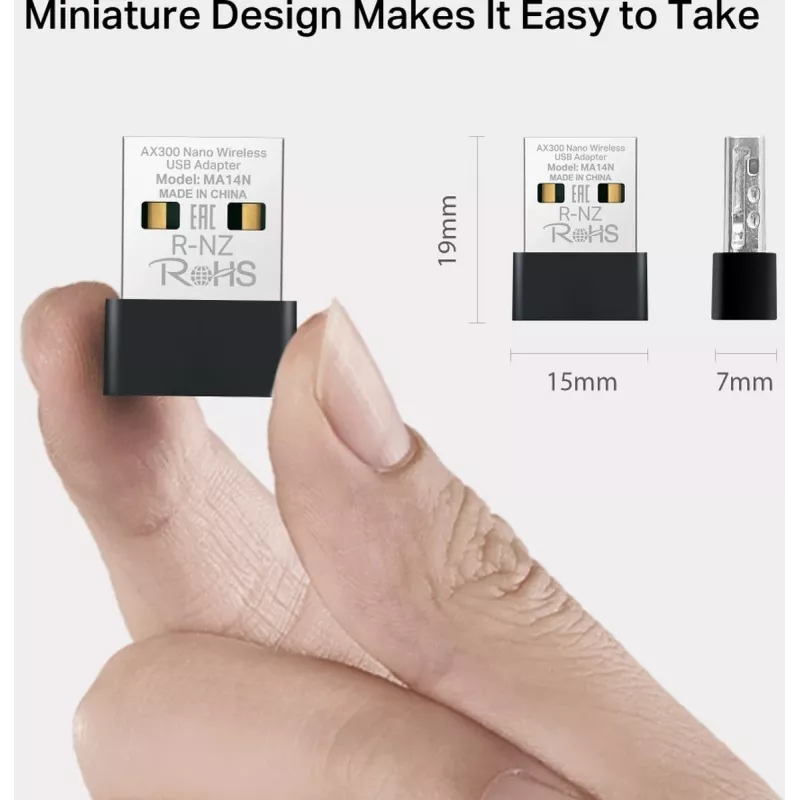 Mercusys MA14N AX3000 Nano adaptador USB Wi-Fi, hasta 287 Mbps