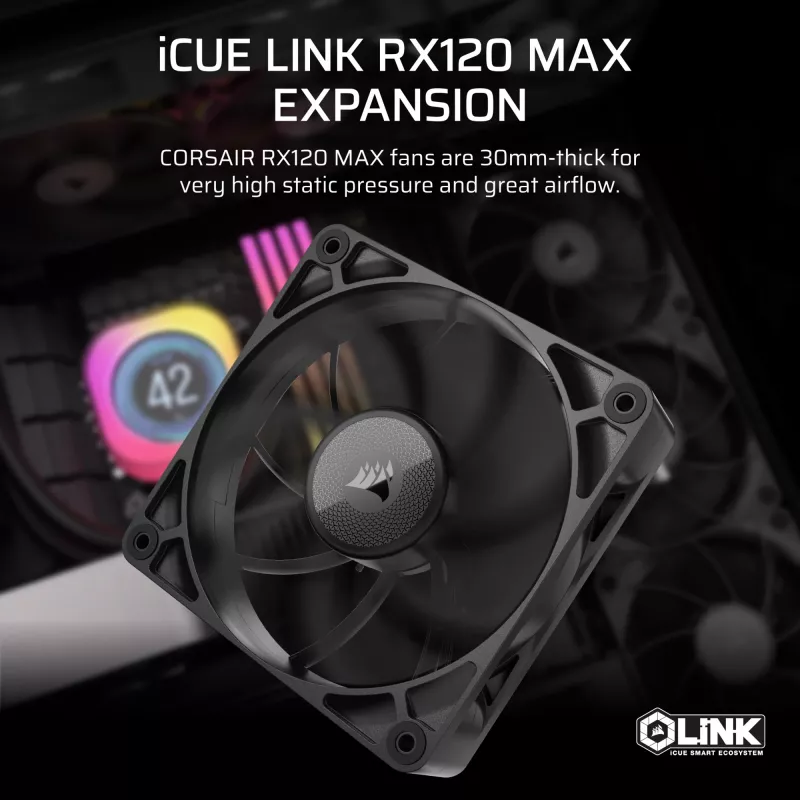 Corsair iCUE LINK RX120 MAX Ventilador para carcasa 120mm - Negro