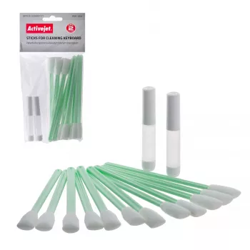 Set de limpieza de equipos ActiveJet AOC-303 — 12 bastoncillos de algodón blancos para teclados, universal