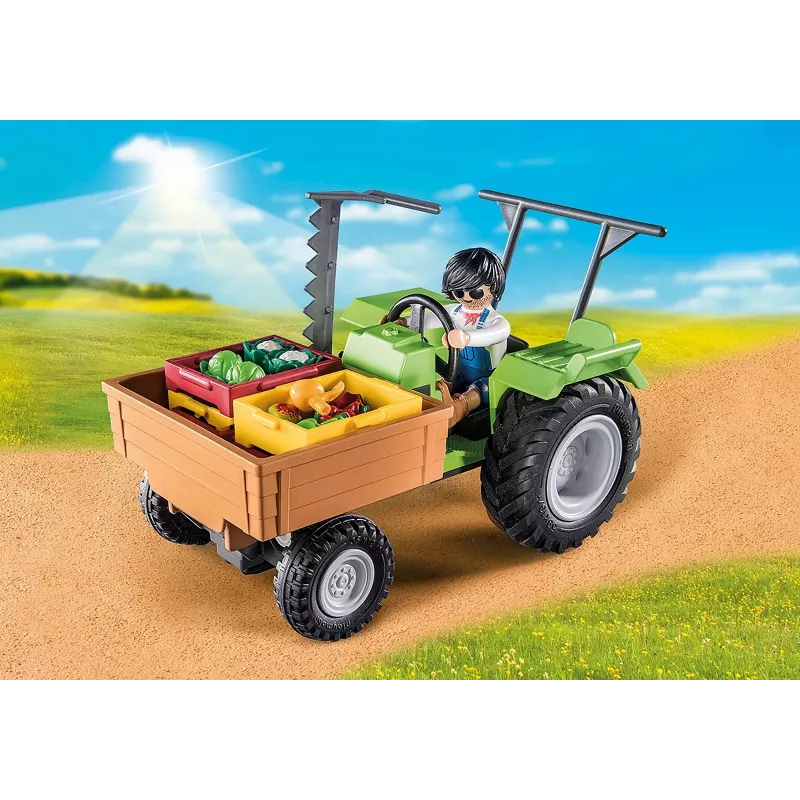 Playmobil Tractor cosechadora con remolque - juego simbólico y juego imaginativo para niños de 6 a 9 años - Fat Brain Toys