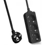 Regleta de enchufes helos CLASSIC 3 tomas, negra, 3,0 m cable