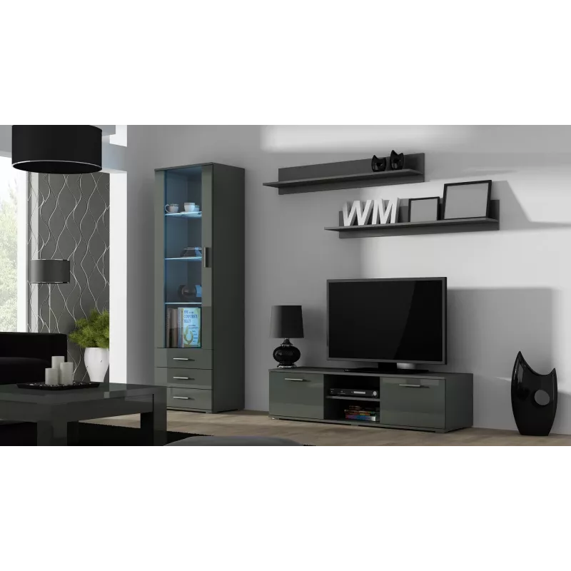 Cama Meble SOHO 140 mueble de TV, gris/gris brillo