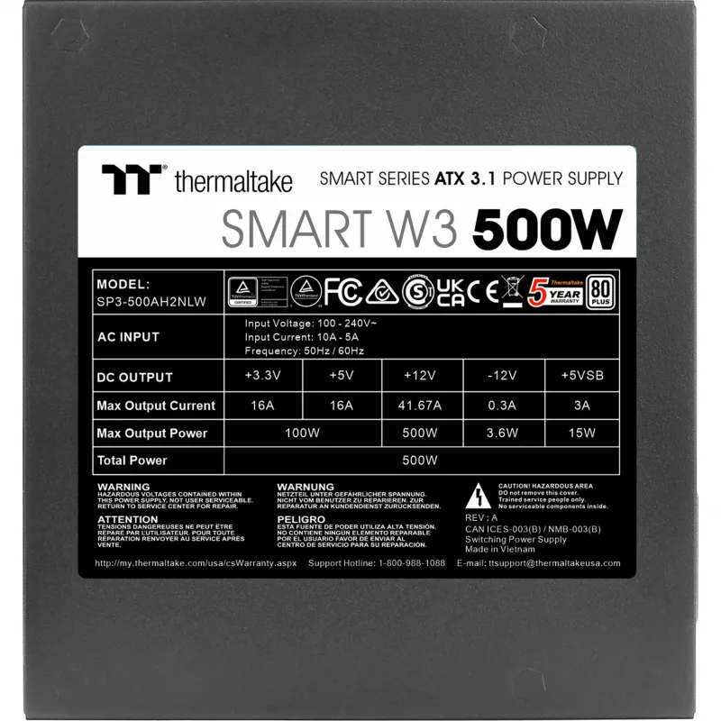Fuente de alimentación Thermaltake Smart W3 500 W
