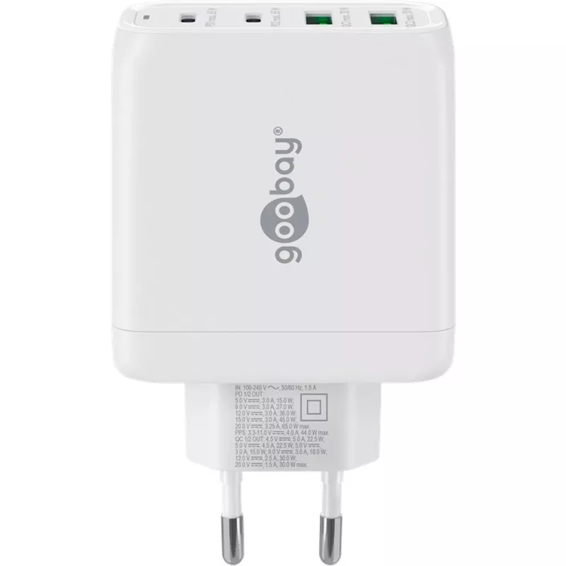 Goobay 64818 cargador para dispositivos móviles auriculares - portátil - smartphone blanco AC carga rápida interior (64818)