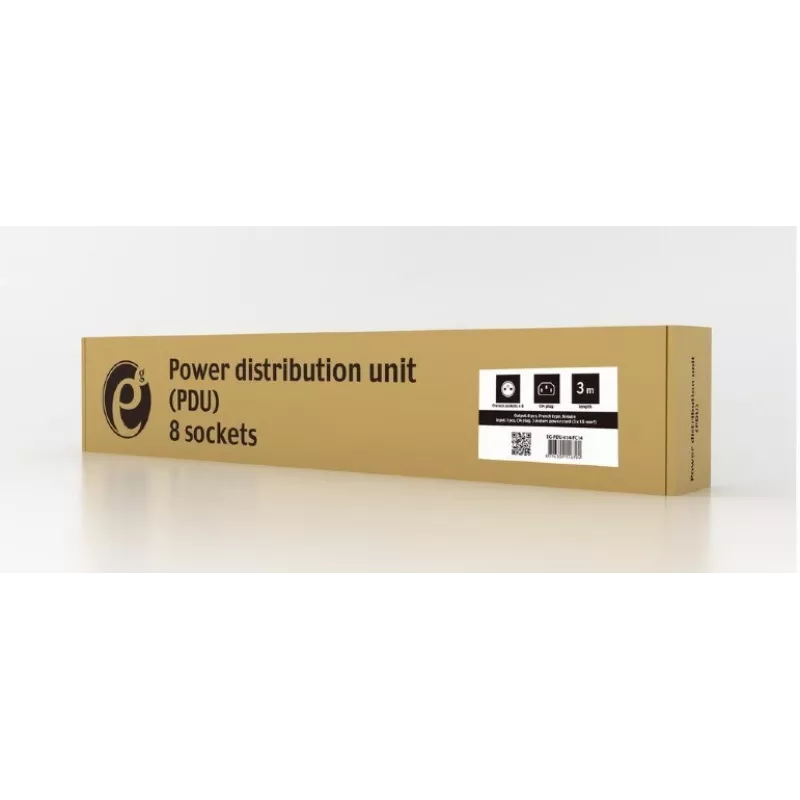 Unidad de distribución de corriente Gembird EG-PDU-014-FC14, 8 tomas AC, entrada C14, cable de 3 m, carcasa de aluminio 1U, 10 A, 3680 W