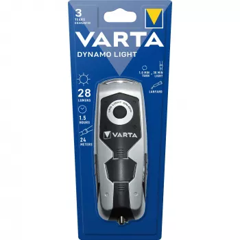 Varta Dynamo Light LED - Linterna de mano - Negro - Gris - Plástico - 3 lámparas - 28 lm - 26 m