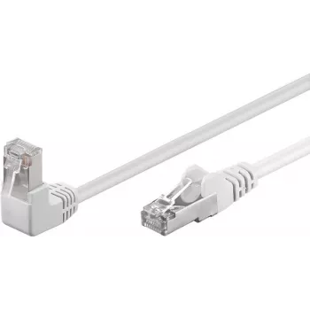 Wentronic Goobay cable de parcheo CAT 5e 1x en ángulo 90°, F/UTP, blanco, 2 m - mezcla de cobre CCA, 1x conector RJ45 macho 90° (8P8C) (94179)