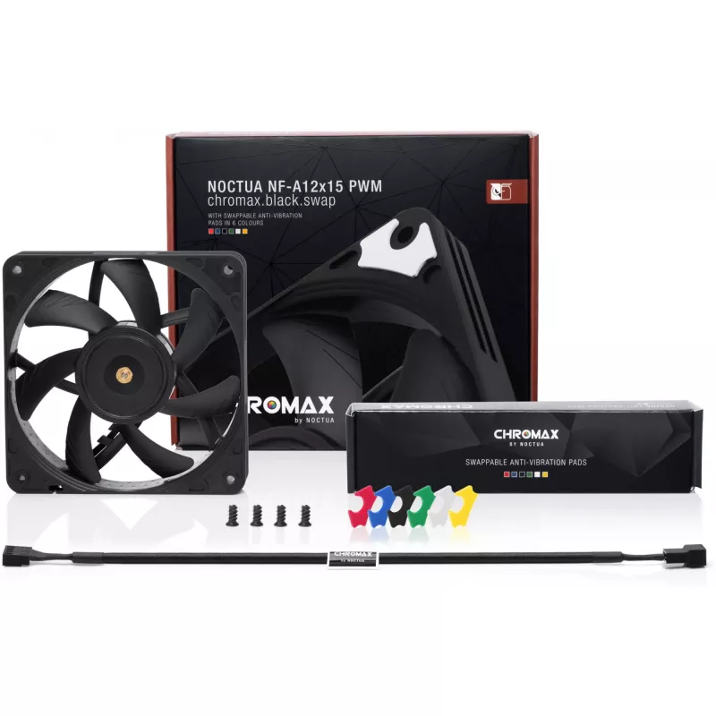 Ventilador de carcasa slim Noctua NF-A12x15 PWM de 120 mm, 15 mm de grosor, 12 V, PWM, 450–1850 RPM, 94,2 m³/h, 23,9 dB, rodamiento SSO