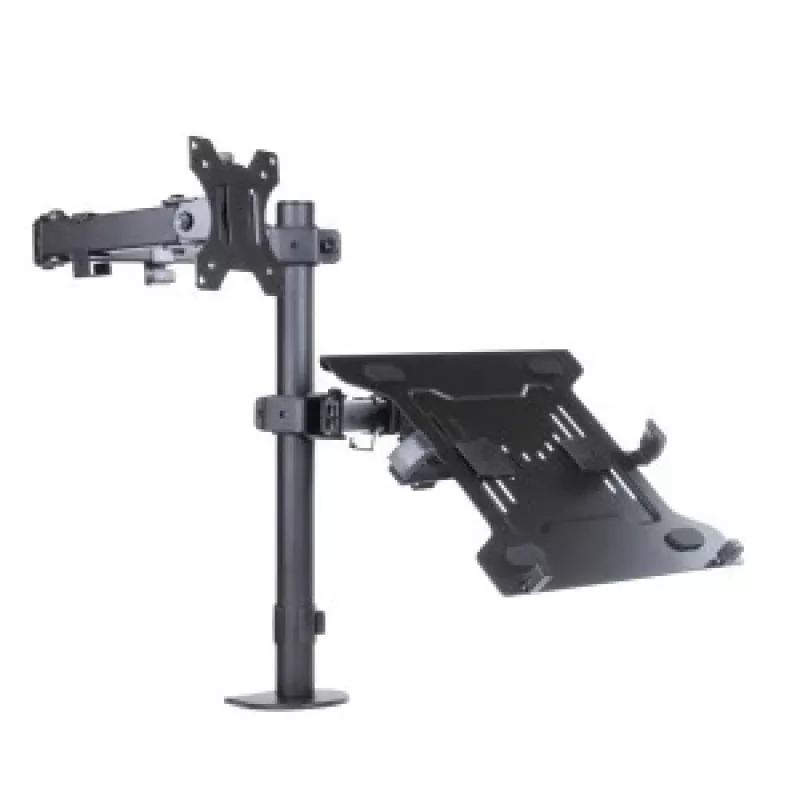 Soporte de escritorio ART L-24 para monitor LED/LCD de 13-32" + portátil de 10-15,6", VESA 75x75/100x100, negro