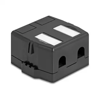 Delock 85842 Carcasa Keystone vacía, 2 puertos, con base magnética, negro