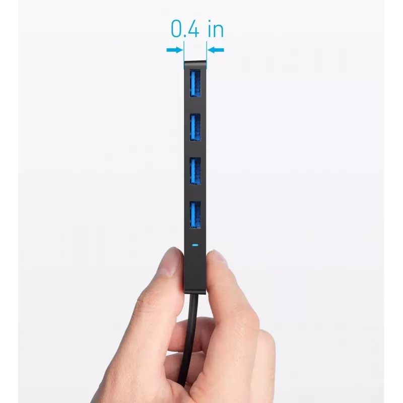Hub USB Anker Ultra delgado A8309G11 — host USB Type-C, 3× USB 3.2 Gen 1 Type-A, compacto 103×30×10 mm, negro