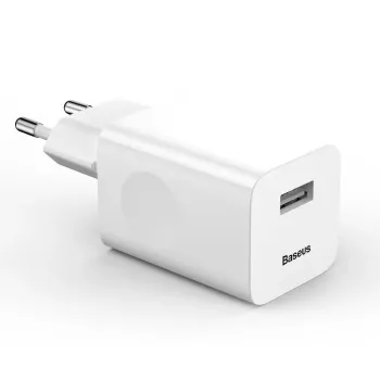 Cargador Baseus Quick Charger CCALL-BX02, 24 W máx, USB Fast Charge 3.0, blanco, 100–240 V