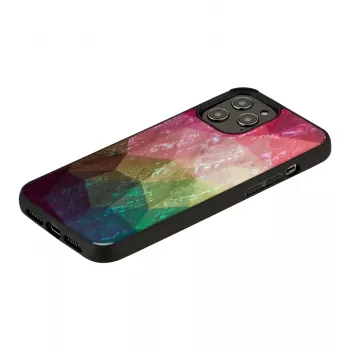 Funda protectora iKins para Apple iPhone 12 / 12 Pro — diseño de flores acuáticas, negro