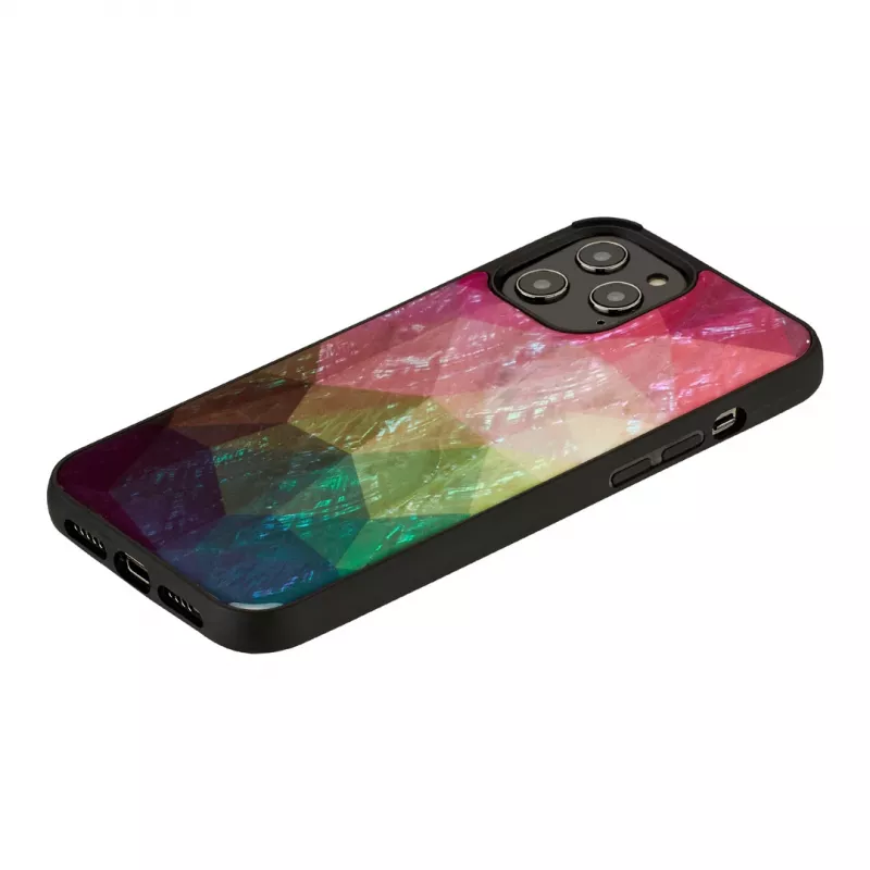 Funda protectora iKins para Apple iPhone 12 / 12 Pro — diseño de flores acuáticas, negro