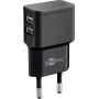 Cargador USB dual goobay - fuente de alimentación - 12 vatios - 2,4 A - 2 puertos de salida (USB) - negro (44951)