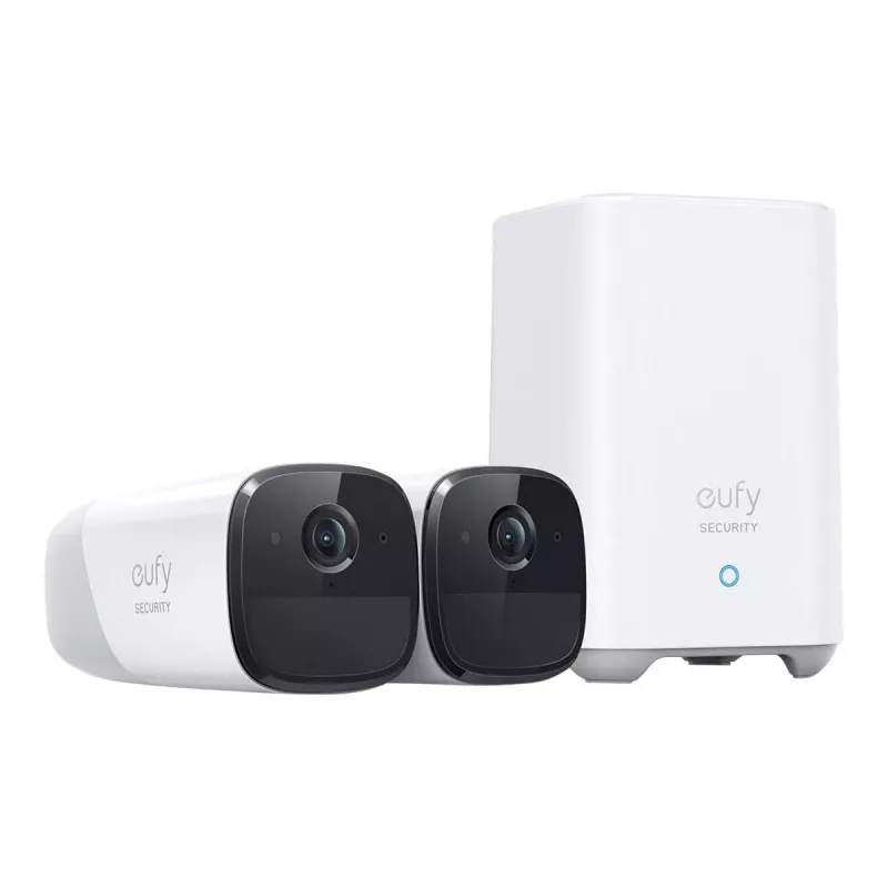 Eufy Security, eufyCam 2 Pro sistema de cámaras de vigilancia inalámbricas para el hogar, 365 días de autonomía de batería, compatible con HomeKit, resolución 2K, resistente a la intemperie IP67, visión nocturna, set de 2 cámaras, sin cuotas mensuales