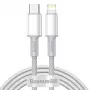Cable trenzado de alta densidad USB-C a Lightning Baseus, 20W, PD, 2m (blanco)