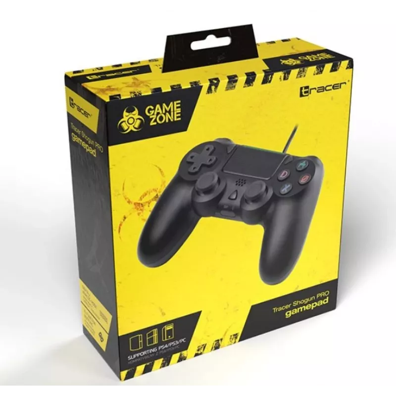 Mando con cable TRACER SHOGUN PRO negro — 16 botones, analógico/digital, cable de 1,5 m, vibración, PC/PS4/PS3