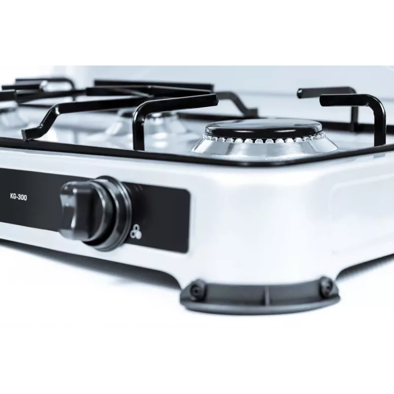 PROMIS KG400 cocina de gas de cuatro fuegos, acabado plata