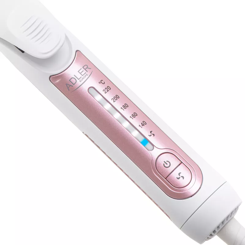 Plancha de pelo Adler AD 2326 con calentamiento cerámico, ajustable 140–220 °C, 120 W, blanca