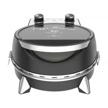 Horno eléctrico para pizza SIMFER MKE0-P — 1100 W, 80–300 °C, temporizador de 30 minutos, piedra para pizza extraíble de 33 cm, negro