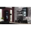 Armario vitrina Cama Meble SOHO de pared 1 puerta marco negro mate / puerta negro brillante con 2 estantes de vidrio templado