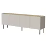 Cómoda Cama Meble FELLINI 2000×400×700 mm, acabado cashmere, tablero de roble aceitado