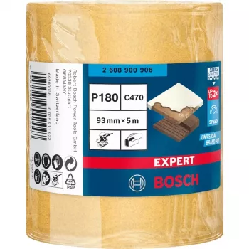 Bosch Expert C470 rollo de lijado, rollo de lijado, grano fino, P180, acabado, eliminación de pintura, madera, lijado en seco