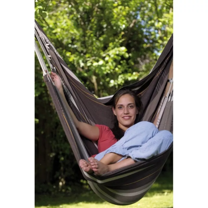 Silla colgante Brasil Gigante Café AZ-2030320, silla colgante de camping marrón/gris