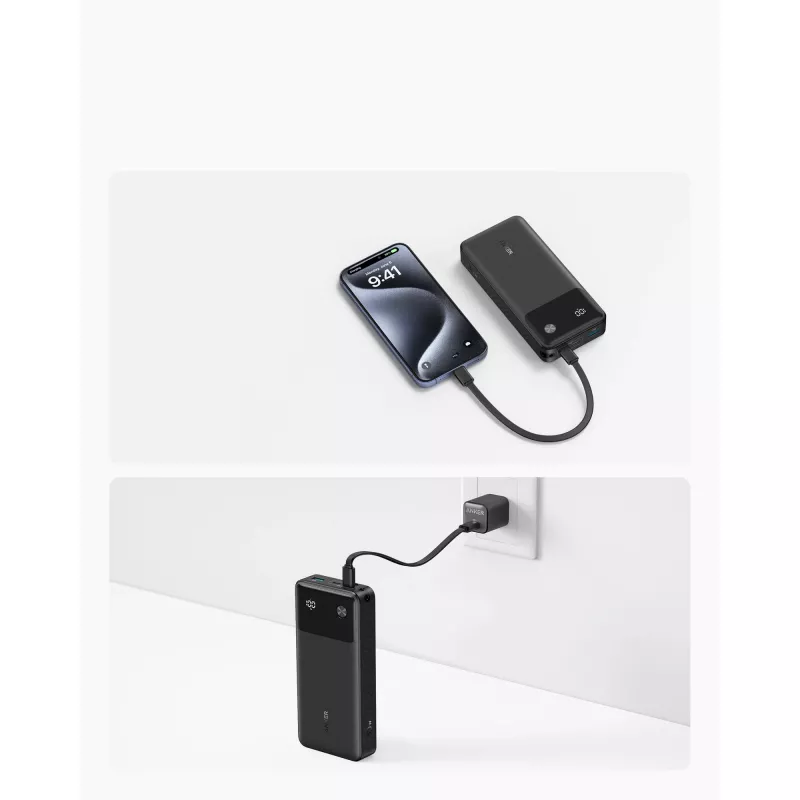 Batería externa con cable USB-C 20000 mAh 30W Negro