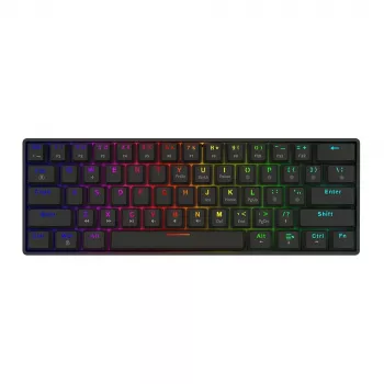Teclado gaming mecánico SAVIO BLACKOUT X2 PEACH — 61 teclas 60 % QWERTZ, RGB LED, hot-swap, USB Type-A/Type-C, cable extraíble