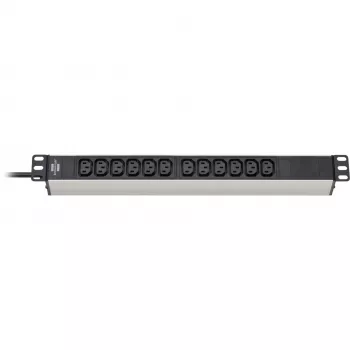 Alargador con regleta Brennenstuhl 1390007112 2 m 12 tomas de corriente interior negro plata