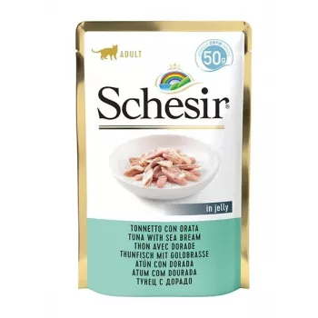 SCHESIR en gelatina atún con dorada - Comida húmeda para gatos - 50 g