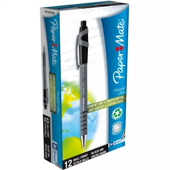 Paper Mate Flexgrip Ultra - clip - bolígrafo retráctil con clip - negro - 12 uds. - medio