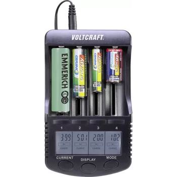 Cargador de pilas redondas VOLTCRAFT NiMH, NiCd, LiIon CC-2 Mignon (AA), Micro (AAA), Baby (C), Sub-C, 26650, 26500, 18650, 1 (VC-8066555)