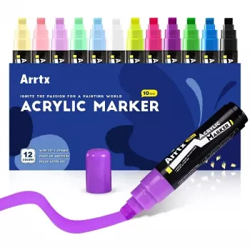 Rotuladores acrílicos Arrtx LC303274 — 12 colores, set de punta fina para arte y manualidades
