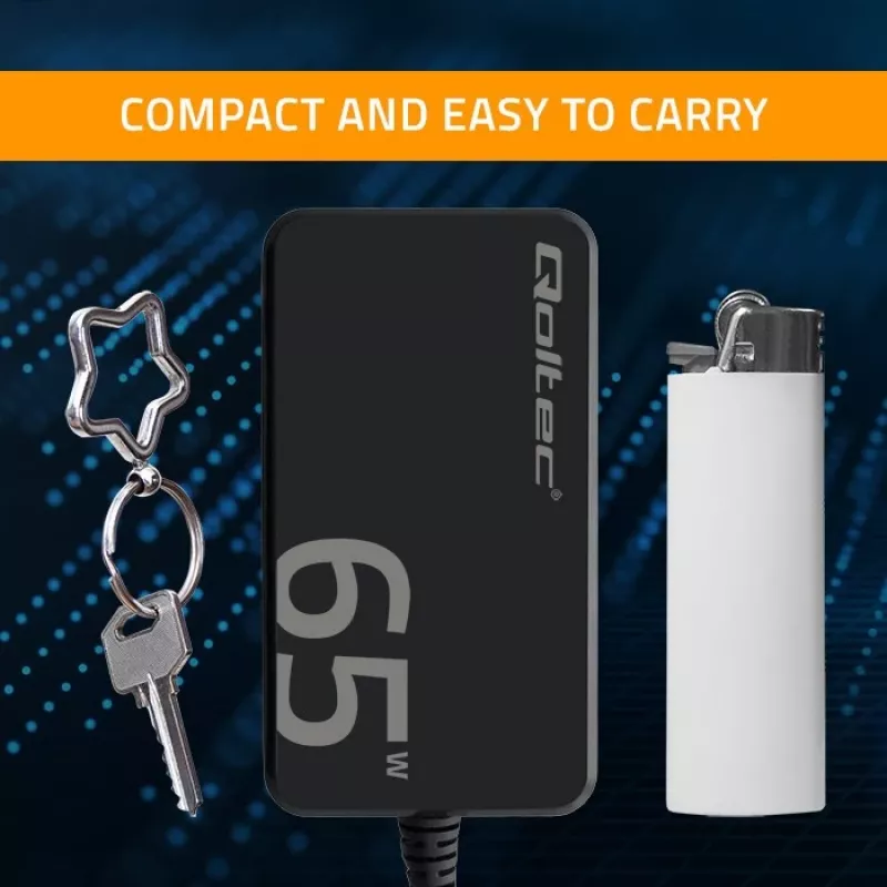 Cargador QOLTEC 65W GaN Super Fast slim PD 5-20V 3,25A USB-C