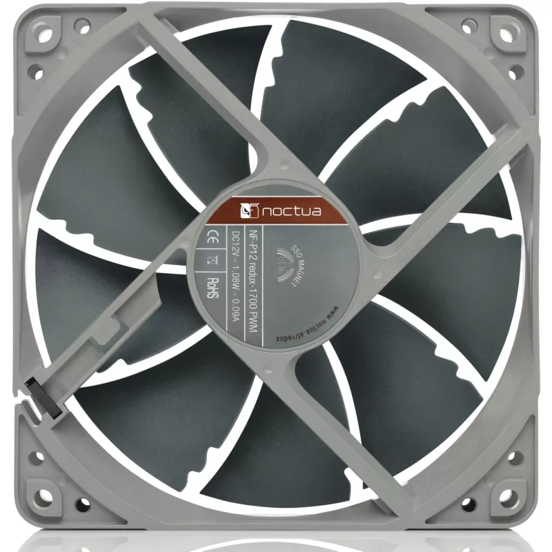 Ventilador Noctua NF P12 redux-1700 PWM, 120 mm, 12 V, 1700 RPM, 4-Pin PWM, 120,2 m³/h, 25,1 dB