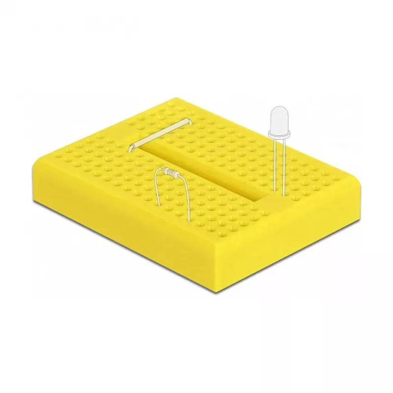 Placa de prototipado DELOCK 18320 — placa de prototipado de plástico, amarillo, 36×46×10 mm