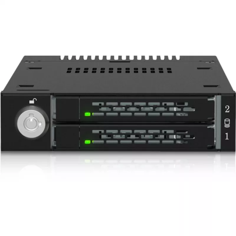 ICY DOCK - ToughArmor - MB834MK-B V2 - 2x M.2 NVMe a 1x bahía de 3,5 inch marco extraíble cerradura de llave metálica SlimSAS 4i negro