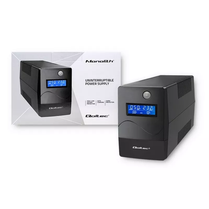 SAI Qoltec Monolith (sistema de alimentación ininterrumpida) Doble conversión (Online) 0,45 kVA 240 W 2 tomas de corriente
