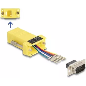 DeLOCK D-Sub 9 pines macho a RJ12 hembra kit de montaje amarillo